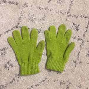 90s lime green fuzzy gloves